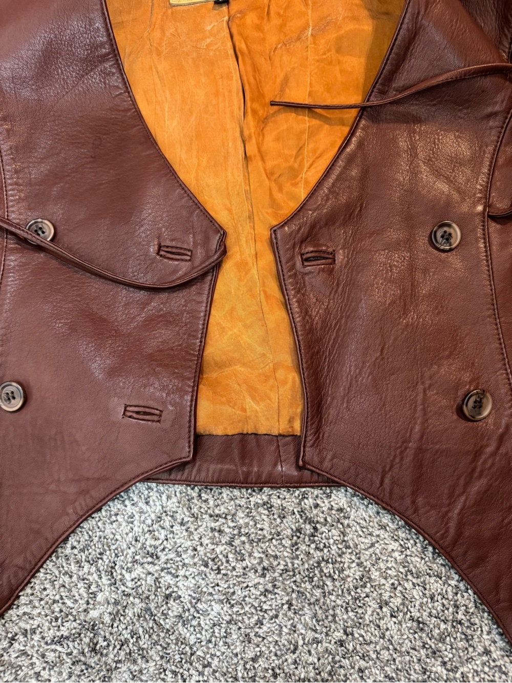 VTG Habitat Western Button Front Buttery Leather Vest Brown G - Picture 13 of 15